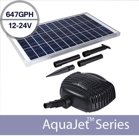 24v AquaJet Custom Solar Fountain Submersible Pump Kit