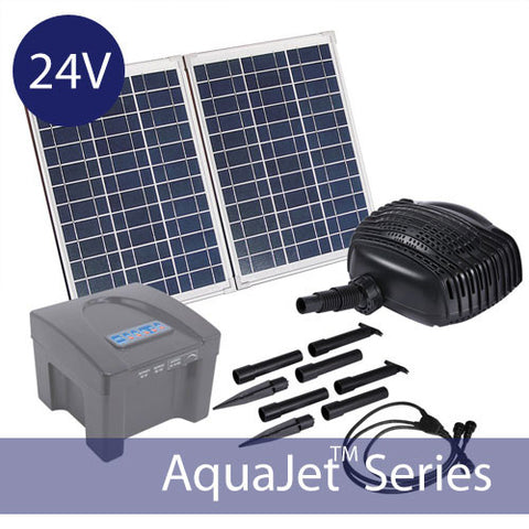 Solar Water Fountain Pump with Battery Backup – AquaJet Custom Kit 24V with Battery Backup
